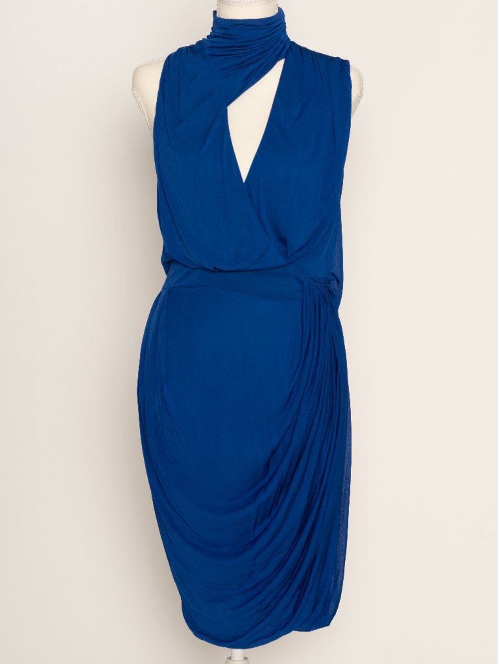 Yigal Azrouel Couture Draped Bodycon Grecian-Style Blue Dress Size 6 Women's